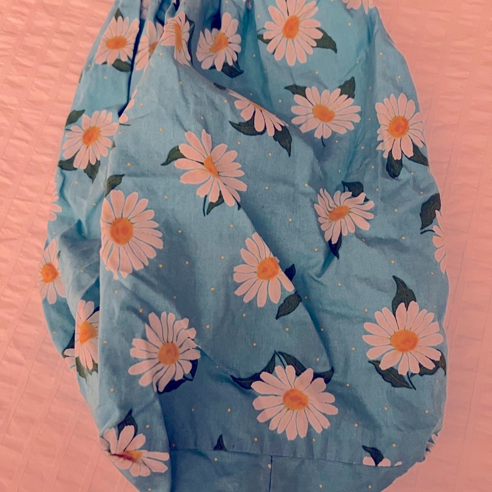 Jacadi Blue and White Daisy Print Kids Cotton Backpack